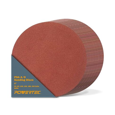 POWERTEC 30 PCS 9 Inch PSA Sanding Disc - 5 Each of 60 80 100 120 180 240 Grits - Assorted Self Adhesive Sandpaper for Drywall, Woodworking, Epoxy with Random Orbital Sanders, DA Sanders (110341V) in Kuwait