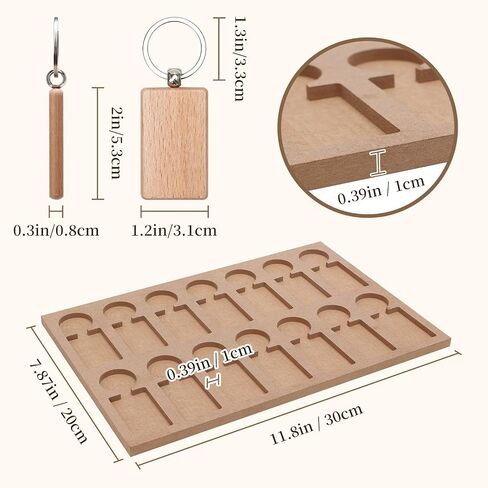 50PCS Wood Keychain Blanks with 14-Slot Keychain Engraving Jig | 14-Slot Engraving Jig, Batch Engraving, Precise Positioning, Perfect for Personalized Gifts in Kuwait