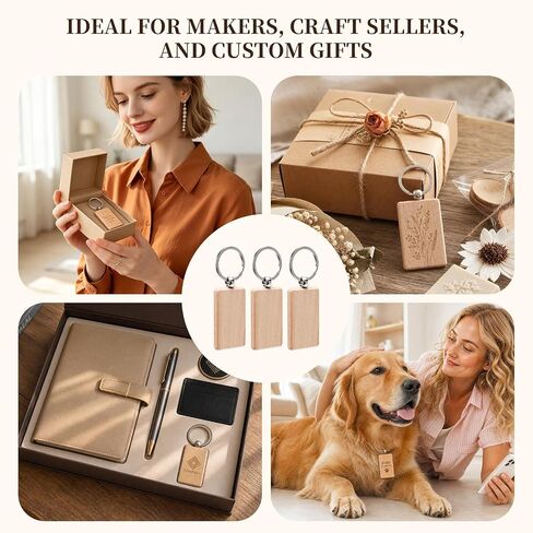 50PCS Wood Keychain Blanks with 14-Slot Keychain Engraving Jig | 14-Slot Engraving Jig, Batch Engraving, Precise Positioning, Perfect for Personalized Gifts in Kuwait