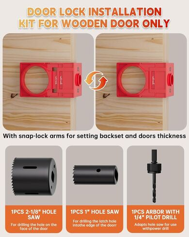 Door Hinge Jig and Door Lock Installation Kit, Aluminum Alloy Router Template for Hinge Mortising from 2.5" to 5" and Types of Square, 1/4", 5/8" Radius, Door Hole Drilling Kit for Knob and Deadbolt in Kuwait