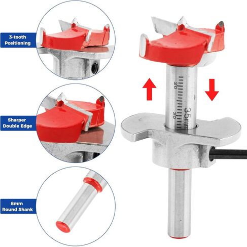 35mm Concealed Hinge Jig Kit, Aluminum Alloy + Plastic Drill Guide Template, Quick Center Location to Reduce Misalignment, for Cabinet Door Woodworking, Includes Drill Bit, Hex Key, Locator Plates in Kuwait