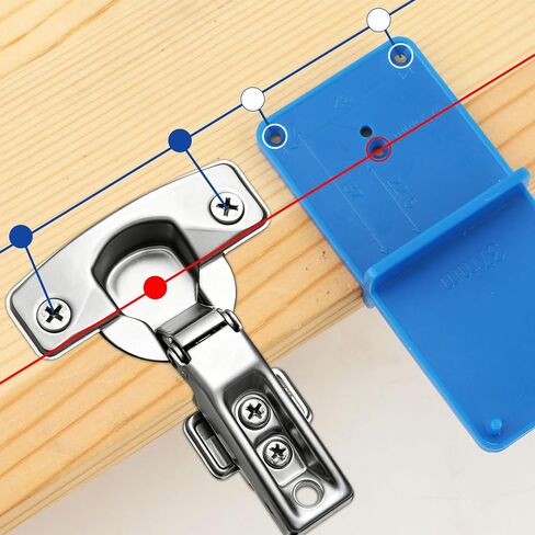 35mm Concealed Hinge Jig Kit, Aluminum Alloy + Plastic Drill Guide Template, Quick Center Location to Reduce Misalignment, for Cabinet Door Woodworking, Includes Drill Bit, Hex Key, Locator Plates in Kuwait