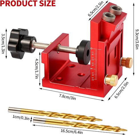 Pocket Hole Jig Kit - Metal Drilling Locator - Woodworking Joint Angle Guide Tool - Pocket Screw Jig System with Depth Setting Collar and 2 Carbon Steel Drill Bit (Pocket Hole Jig Kit) in Kuwait