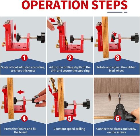 Pocket Hole Jig Kit - Metal Drilling Locator - Woodworking Joint Angle Guide Tool - Pocket Screw Jig System with Depth Setting Collar and 2 Carbon Steel Drill Bit (Pocket Hole Jig Kit) in Kuwait