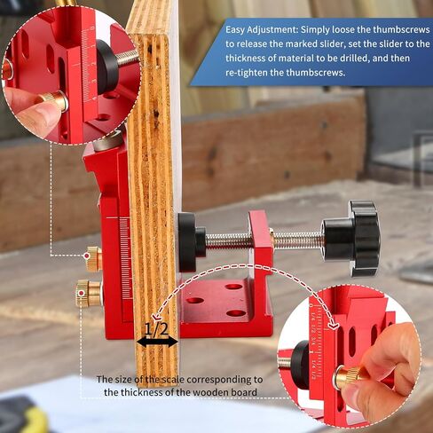 Pocket Hole Jig Kit - Metal Drilling Locator - Woodworking Joint Angle Guide Tool - Pocket Screw Jig System with Depth Setting Collar and 2 Carbon Steel Drill Bit (Pocket Hole Jig Kit) in Kuwait