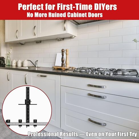Cabinet Hardware Jig, Cabinet Handle Jig with Center Punch and Drill Bits | Aluminum Adjustable Drill Guide Template Tool for Door, Drawer Handles and Pulls in Kuwait