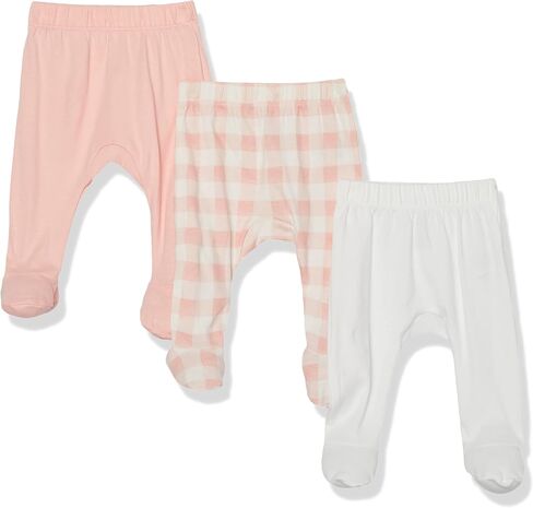 HonestBaby Baby 3-Pack Footed Pants Roomy Fit Pull on Bottoms 100% Organic Cotton for Infant Baby Boys, Girls, Unisex in Kuwait
