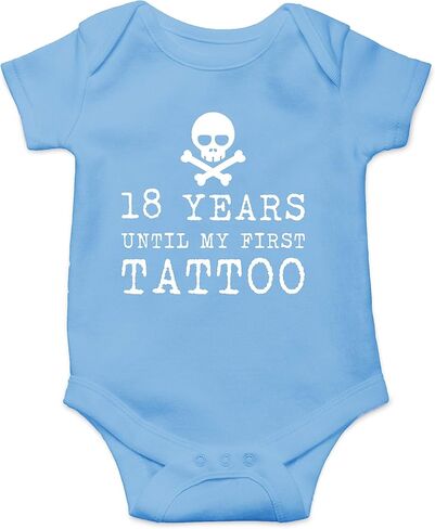 18 Years Until My First Tattoo - Funny Baby Essentials Bodysuit - Newborn Baby Boy Clothes in Kuwait