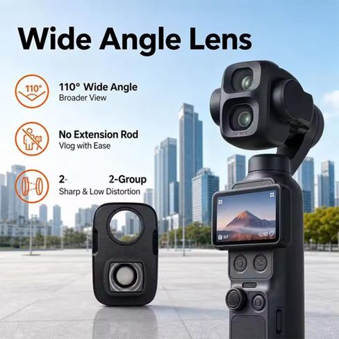 Wide Angle Lens for DJI Osmo Pocket 4P Camera 0.7X 110°Extended Angle Lens in Saudi Arabia