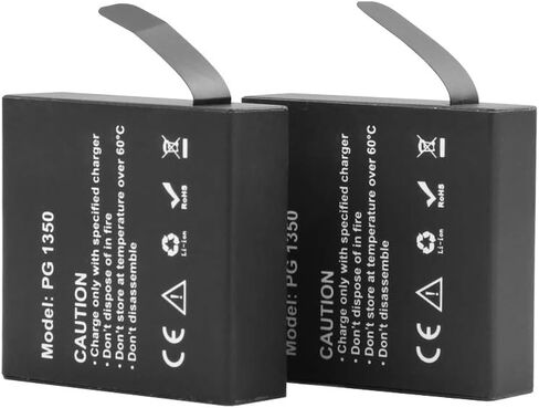 AKASO Brave 7 LE 2 x 1350mAh Rechargeable Action Camera Battery with USB Dual Charger | 2 x 1350mAh Rechargeable Battery in Saudi Arabia