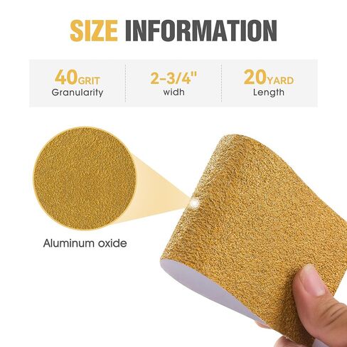 40 Grit PSA Longboard Sandpaper 20 Yard Long Continuous Roll, 2-3/4" Wide Self Adhesive Stickyback Sanding Sheets for Automotive, Hand Sanding Blocks,Woodworking, Metal, Plastic in Kuwait