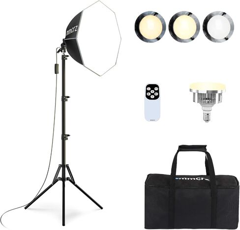 Professional Softbox Lighting Kit, 16'' x 16'' Studio Lights with 85W 2700-6500K E27 LED Bulbs, Continuous Lighting for Photography/Video Recording/Live Streaming in Kuwait