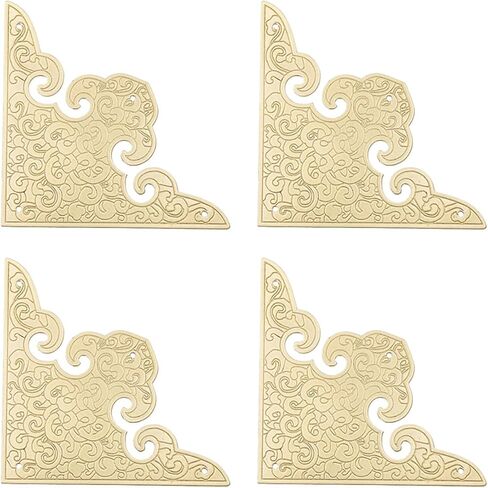 4Pcs Antique Solid Brass Corner Guards L-Shaped Angle Edge Vintage Protectors for Table Chair Cabinet (Antique Bronze) in Kuwait