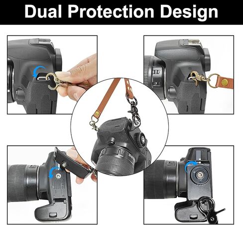 JUNART Camera Strap,Leather Dual Camera Harness with Shoulder Widening Stress Relief, for Two DSLR/SLR Cameras in Kuwait