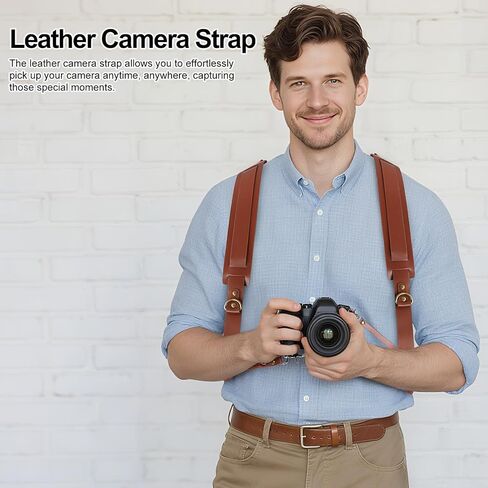 JUNART Camera Strap,Leather Dual Camera Harness with Shoulder Widening Stress Relief, for Two DSLR/SLR Cameras in Kuwait