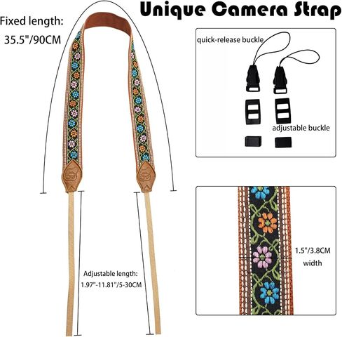 Camera Straps for Photographers, 1.5" Leather Camera Neck Strap, Quick Release Shoulder Camera Strap for All Cameras in Saudi Arabia