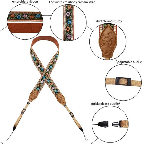 Camera Straps for Photographers, 1.5" Leather Camera Neck Strap, Quick Release Shoulder Camera Strap for All Cameras in Saudi Arabia