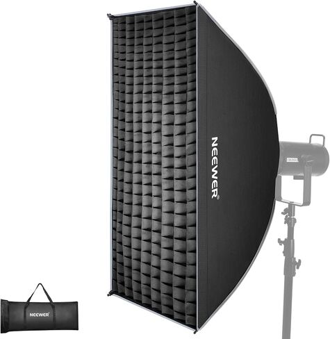 NEEWER 12"x47" Quick Setup Foldable Rectangular Strip Softbox Bowens Mount with Diffusers/Honeycomb Grid/Bag, Compatible with Godox Aputure 120d Video Lights Q4 Studio Flash Strobes, NS17S in Kuwait