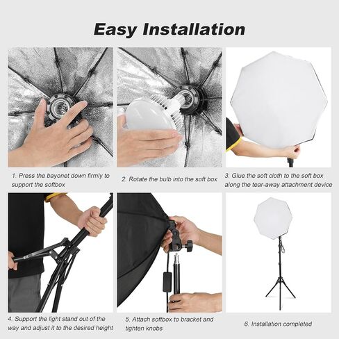 Soonpho Softbox Lighting Kit, 22'' Octagon Softbox Photography Lighting-Kit with Softbox 22Inch/55cm (2 Pack), 85W 3000-6000K Remote Control, Studio Lights for Video Recording in Kuwait