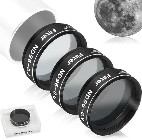 Alstar Moon Filter Kit, 2 Inch Telescope Neutral Density ND96-0.3/0.6/0.9 | Light Transmission (13%, 25%, and 50%), 3 PCS Set, Reduces Moon & Planetary Glare for Enhanced Lunar Crater & Surface Details in Kuwait