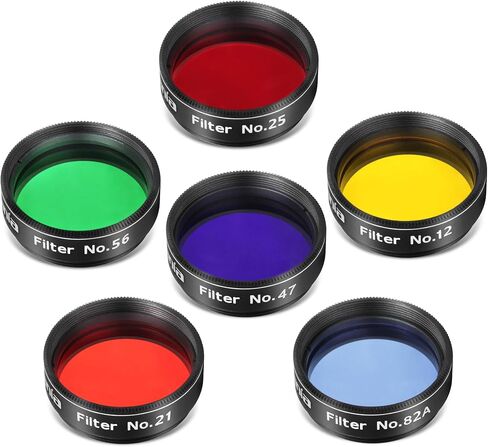 Astromania Telescope Eyepiece Filte Set 1.25 Inch Four Pcs Color Filters | Telescope Accessory Kit, Enhance Planetary Moon Detail Observation, 4 Pics Telescope Color Filter Set, Aluminum Alloy Frame in Kuwait