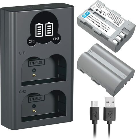 LP EN-EL3e Battery Charger Pack, Replacement for Nikon EN EL3e, EL3, EL3a, MH-18, MH-18a, MH-19, Compatible with Nikon D700, D300s, D300, D200, D100, D90, D80, D70s, D70, D50, MB-D200, MB-D10 & More in Saudi Arabia
