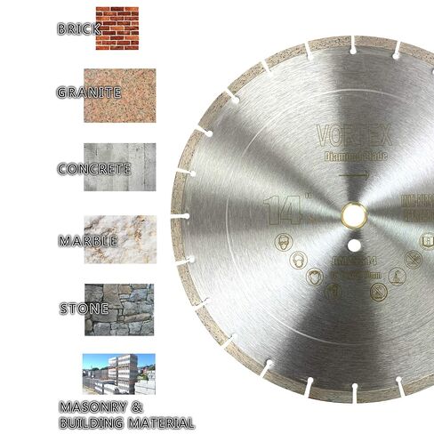 (5 Pack) VTXMax 14 inch Dry or Wet Cutting General Purpose Segmented High Speed Diamond Saw Blades for Concrete Stone Brick Masonry (14" - 5 pcs) in Kuwait