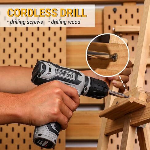 Power Drill Tool Set Kit: DEKOPRO Cordless Drill Tool Box with 12V Battery Electric Drill Driver for Home Hand Repair Power Tools Sets Drills Case in Kuwait