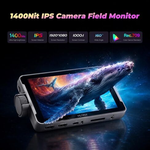 VILTROX New DC-550 PRO II Touchscreen Camera Field Monitor | USB/WiFi Control, Onion Skin Overlay, 4K HDMI In&Out, 1400nits Screen, 3D LUT/Waveform/False Color, Multiple Power Options in Kuwait
