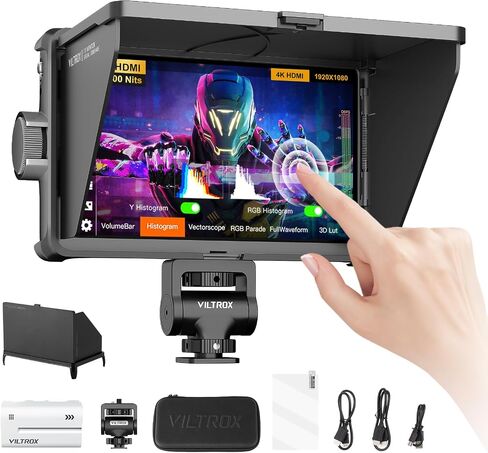 VILTROX DC-A1 7" 2800nit Camera Monitor 4K HDMI | 7" 1920x1080 IPS touchscreen, 2800nit brightness 4K HDMI 2.0 in/out, 3D LUT support, focus peaking, waveform, false color, in Kuwait