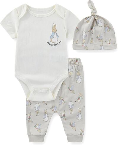 Peter Rabbit Baby Boys Bodysuit with Hat and Pants 3 Piece Set for Infants in Kuwait