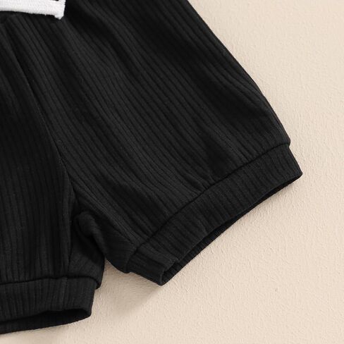 MA&BABY Newborn Baby Boy Girl Clothes 3 6 9 12 18 Months Ribbed Knit Short Sleeve Romper Shorts Set Infant Summer Outfits (Checkered- Black, 6-9 Months) in Kuwait