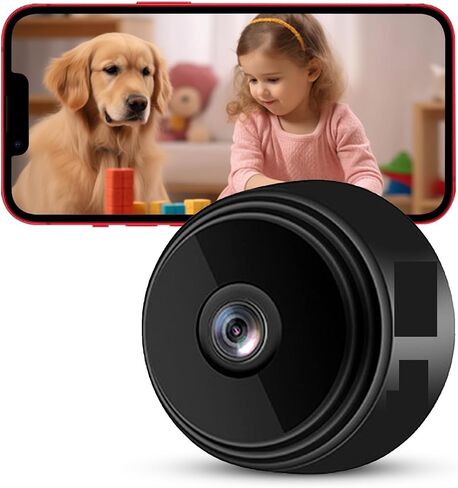 1080P Hidden Camera - Spy Camera WiFi, Mini Nanny Cam with Night Vision, Motion Detection, Small Wireless Home Security Surveillance Cam for Indoor, Pet, Baby, Nanny Monitoring-Black in Kuwait
