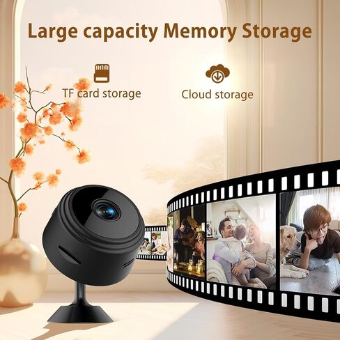 1080P Hidden Camera - Spy Camera WiFi, Mini Nanny Cam with Night Vision, Motion Detection, Small Wireless Home Security Surveillance Cam for Indoor, Pet, Baby, Nanny Monitoring-Black in Kuwait