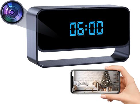 LIBREFLY Full HD 1080P WiFi Hidden Camera Clock – Wireless Spy Camera – Mini Nanny Cam for Home Security - Night Vision in Kuwait