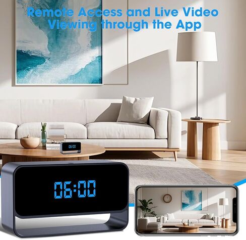 LIBREFLY Full HD 1080P WiFi Hidden Camera Clock – Wireless Spy Camera – Mini Nanny Cam for Home Security - Night Vision in Kuwait