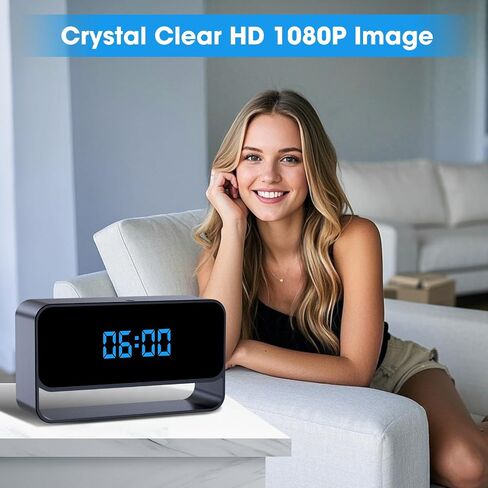 LIBREFLY Full HD 1080P WiFi Hidden Camera Clock – Wireless Spy Camera – Mini Nanny Cam for Home Security - Night Vision in Kuwait