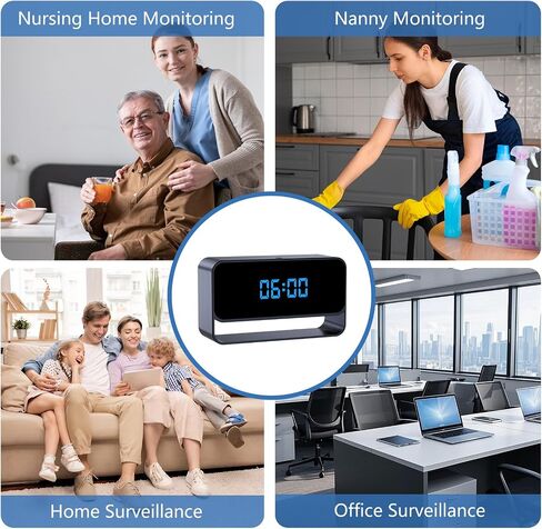 LIBREFLY Full HD 1080P WiFi Hidden Camera Clock – Wireless Spy Camera – Mini Nanny Cam for Home Security - Night Vision in Kuwait