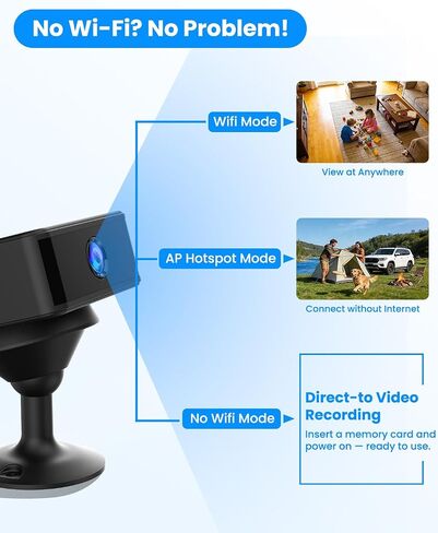 UCOCARE No WiFi Security Camera, 4K Mini Camera Works with or Without WiFi, Wireless Small Cameras with Night Vision, Magnetic Mount, for Home Indoor Outdoor Security in Kuwait