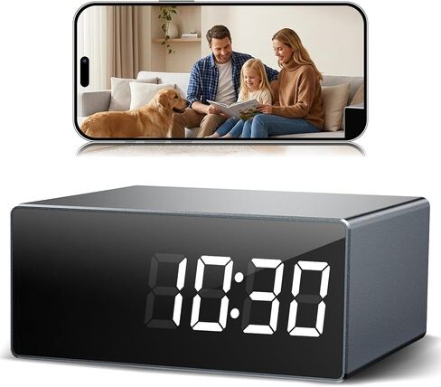 4K Wireless WiFi Security Camera, Indoor Camera with Clock with App Control, Nanny Cam for Home, AI Motion Detection, Loop Recording, Night Vision, Local & Cloud Storage in Kuwait