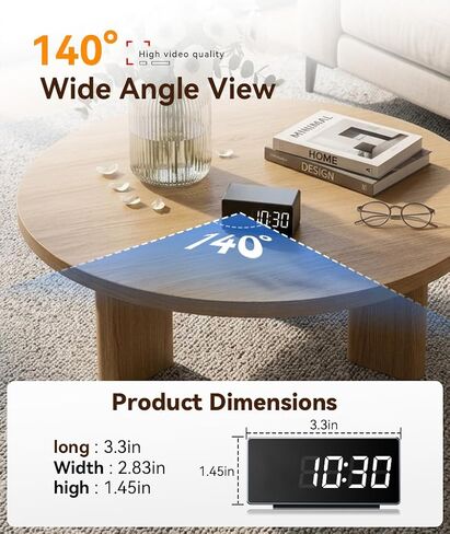 4K Wireless WiFi Security Camera, Indoor Camera with Clock with App Control, Nanny Cam for Home, AI Motion Detection, Loop Recording, Night Vision, Local & Cloud Storage in Kuwait