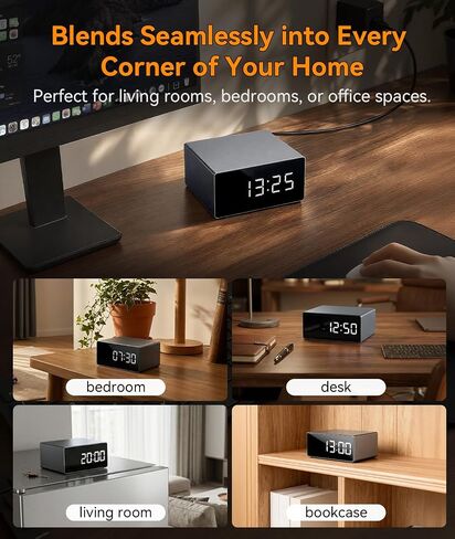 4K Wireless WiFi Security Camera, Indoor Camera with Clock with App Control, Nanny Cam for Home, AI Motion Detection, Loop Recording, Night Vision, Local & Cloud Storage in Kuwait