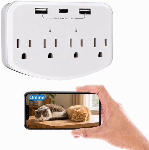 Wireless Hidden Spy Cam WiFi HD 1080P, Indoor Wall Outlet Nanny Cameras No Audio, Motion Detection Loop Recording for Office Home Baby & Pet Security in Kuwait