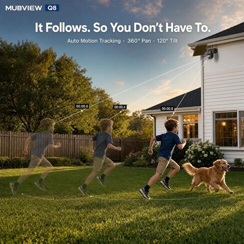 MUBVIEW 24/7 Continuous Recording Wireless Outdoor Security Camera | No Monthly Fee, 2.4G WiFi, 8X Zoom, 4MP 10W Solar Powered, 360° PTZ, Auto Tracking, SD Included, Charges Even Below 32°F in Saudi Arabia