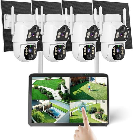 Hiseeu 4MP Dual Lens Wireless Solar Camera Outdoor for Home Security | 5G & 2.4G WiFi Pro, Auto Tracking, 360°PTZ, Motion Detection, 2-Way Audio, Color Night Vision, IP66 Waterproof in Kuwait