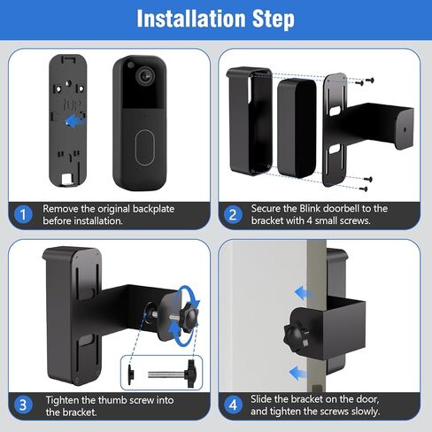 Anti-Theft Doorbell Mount for Blink Doorbell Camera No-Drill Door Mount | No Block Sensor & Night Vision Blink Video Doorbell Accessories for Home Rentals Office , Not for Security Door in Kuwait