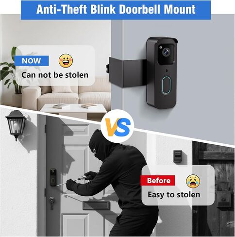 Anti-Theft Doorbell Mount for Blink Doorbell Camera No-Drill Door Mount | No Block Sensor & Night Vision Blink Video Doorbell Accessories for Home Rentals Office , Not for Security Door in Kuwait