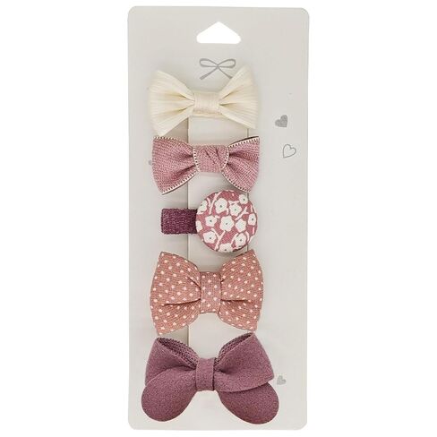Baby Hair Clips & Toddler Hair Clips 5-Piece Set - 4 Snap Barrettes & 1 Fabric Duckbill Clip, Fresh Meadow Floral Design in Beige & Yellow - Enhance Your Child's Natural Beauty in Saudi Arabia