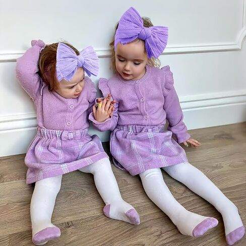 LemonSpace Handmade Soft Baby Girl Headband Bows for Newborn Purple Mix3Pcs | Nylon Baby Stretchy Hair Bands Hair Accessories with Bows for Newborn Baby Girls Infant Toddlers Kids(Violet Purple Mix) in Kuwait