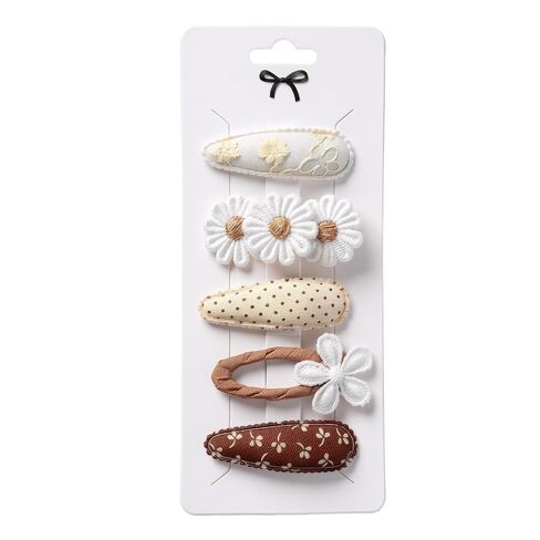 5 Pcs Baby Hair Clips Set, Hair Accessories Fabric Covered Non-Slip | with Rounded Tips, for Toddler, Minimalist Hairpins, for Infants, Daily Wear in Kuwait